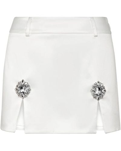 Philipp Plein Gem-embellished Satin Mini Skirt - White