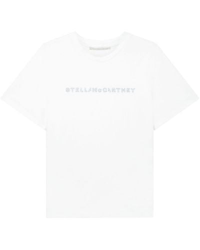 Stella McCartney T-shirt à logo strassé - Blanc
