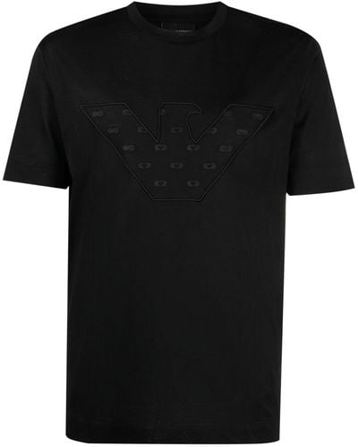 Emporio Armani T-shirt girocollo con applicazione - Nero