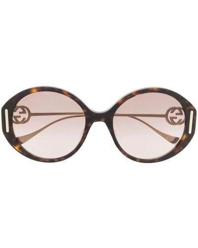 Gucci Oversized Round Sunglasses - Brown