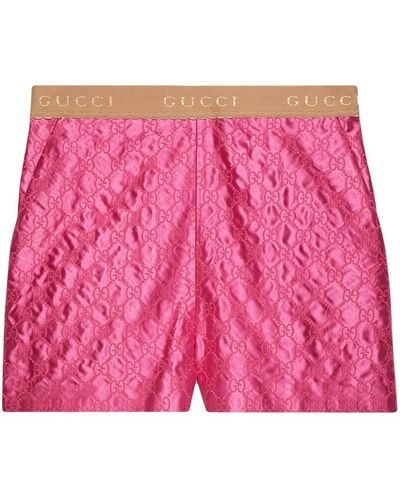 Gucci Bestickte Shorts aus Seide - Pink