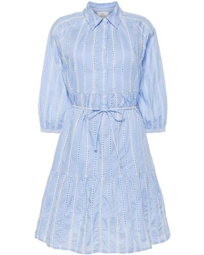 Woolrich Embroidered Belted Mini Dress - Blue