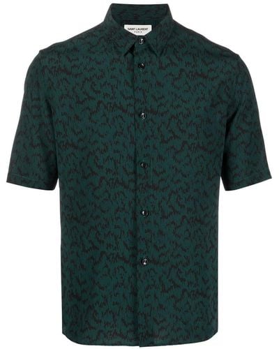 Saint Laurent Abstract-print Short-sleeve Shirt - Green