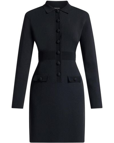 Tom Ford Knitted Polo Minidress - Black