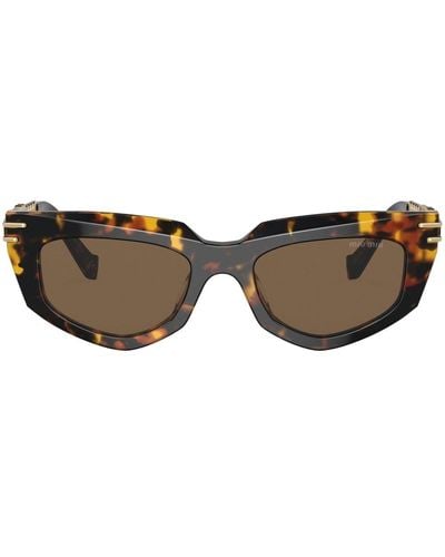 Miu Miu Tortoiseshell Geometric-frame Sunglasses - Brown