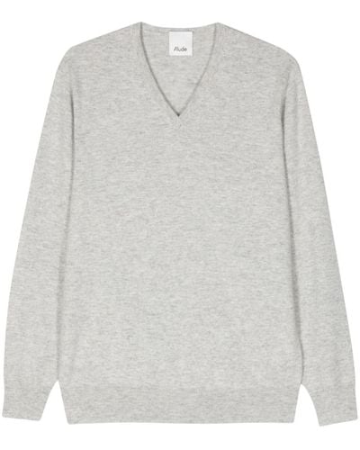 Allude V-neck Cashmere Sweater - White