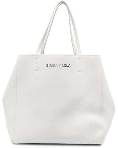 Bimba Y Lola Large Leather Tote Bag - White