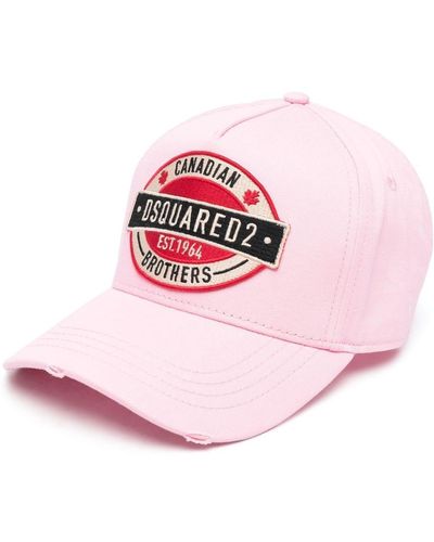DSquared² Logo-patch Distressed Cap - Pink