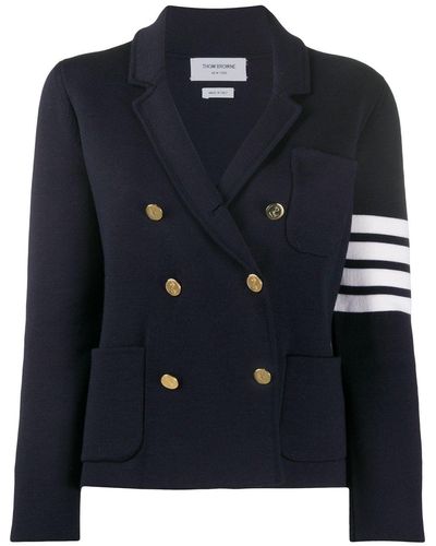Thom Browne 4-bar Double-face Wool Double-breasted Jacket - Blue