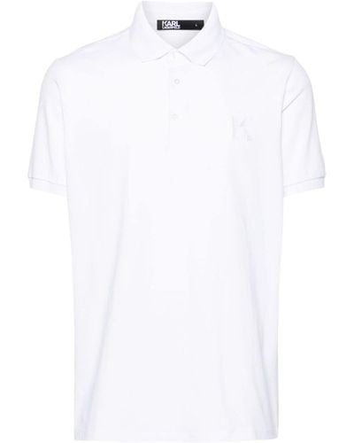 Karl Lagerfeld Logo-embroidered Jersey Polo Shirt - White
