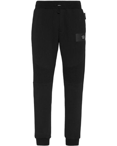 Philipp Plein Ribbed Panelling Track Trousers - Black