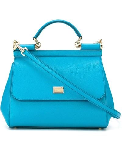 Dolce & Gabbana 'Sicily' Handtasche mit Logo-Schild - Blau