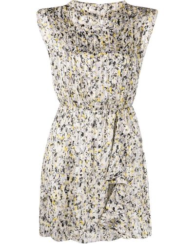 Patrizia Pepe Printed Draped Dress - Gray