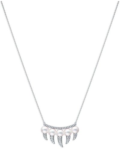 Tasaki Collar Danger Fang en oro blanco de 18kt con diamante y perla