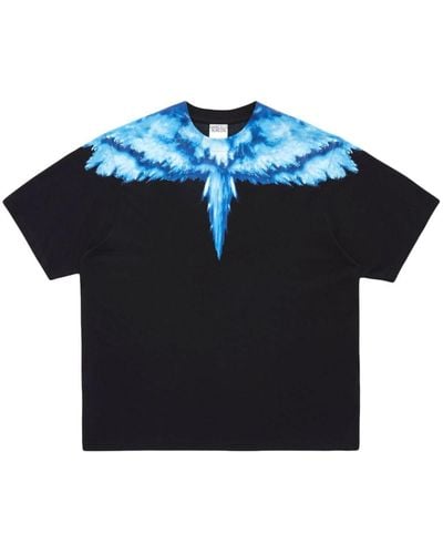 Marcelo Burlon Katoenen T-shirt Met Vleugelprint - Blauw