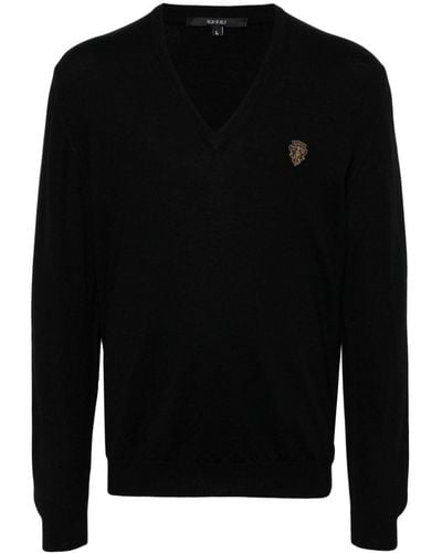 Gucci Crest-embroidery Wool Jumper - Black