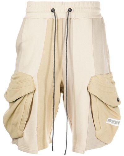 Mostly Heard Rarely Seen Patchwork Cargo Shorts - Natural
