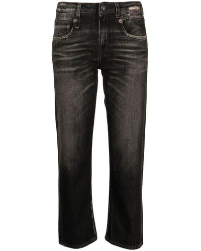R13 Cropped-Jeans im Distressed-Look - Schwarz