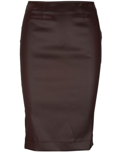 Dolce & Gabbana High-waisted Satin-finish Skirt - Brown