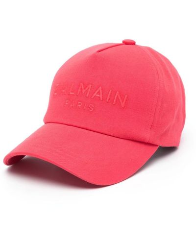 Balmain Embroidered-logo Cotton Cap - Pink