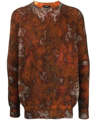Avant Toi Boreal-print Ribbed-knit Sweater - Brown
