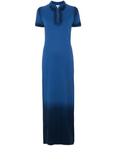 Loewe Anagram-embroidered ombré polo dress - Blu