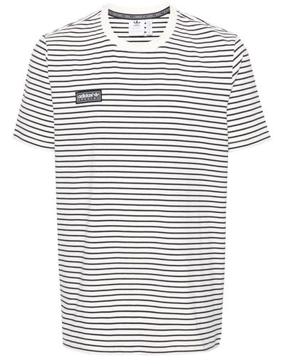 adidas Logo-patch Striped T-shirt - White