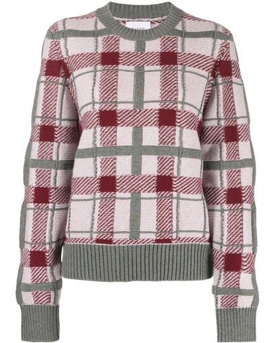Barrie Tartan-check Knit Sweater - Red