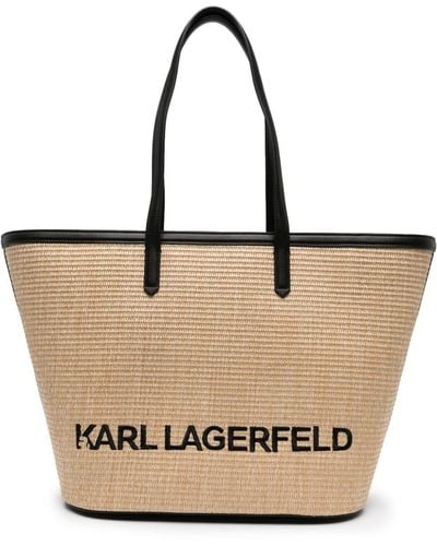Karl Lagerfeld K/essential Raffia Tote Bag - Natural