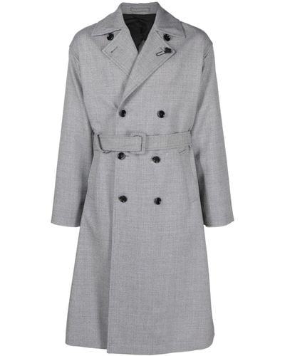 Lardini Notched-lapels Wool Trench Coat - Gray