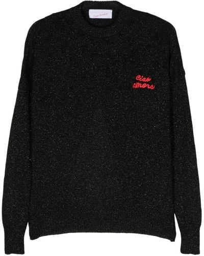 Giada Benincasa Logo-embroidered open-back jumper - Nero