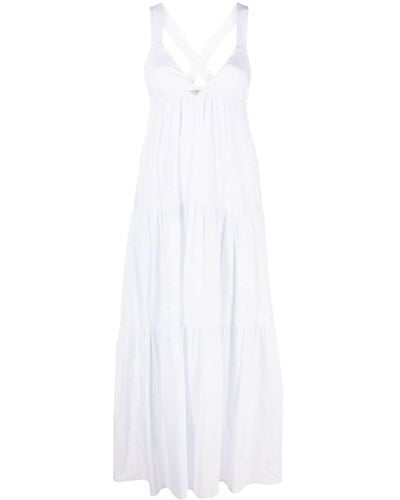 Emporio Armani Tiered Sleeveless Midi Dress - White