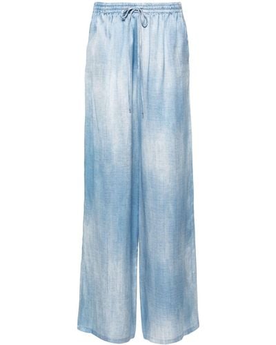 Ermanno Scervino Pantalones anchos de seda - Azul