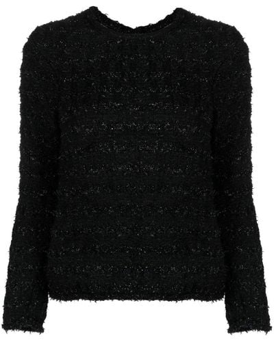 Balenciaga Blusa de tweed con botones en la espalda - Negro