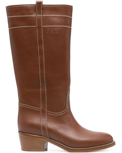 Fay 70mm Leather Boots - Brown
