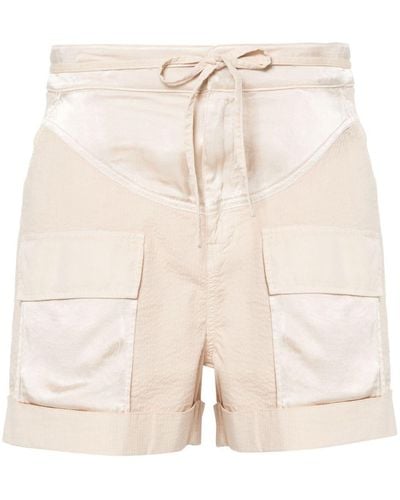 Pinko Belted Paneled Shorts - Natural