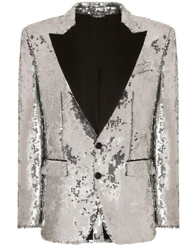 Dolce & Gabbana Sequin-embellished Tuxedo Jacket - Gray