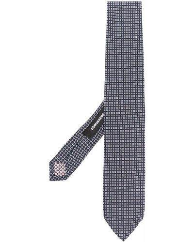 DSquared² Embroidered-pattern Silk Tie - Blue