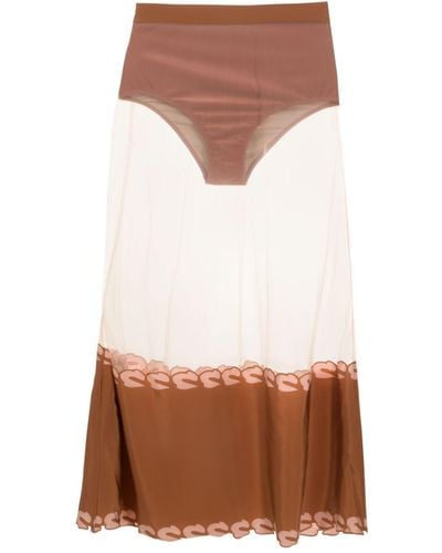 Adriana Degreas High-waist Sheer Skirt - Brown