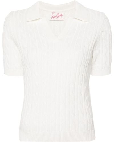 Mc2 Saint Barth Caddy Cable-knit Polo Shirt - White