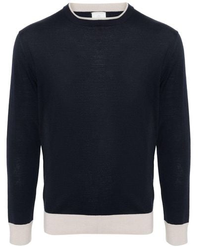 Eleventy Contrasting Crew-neck Sweater - Blue