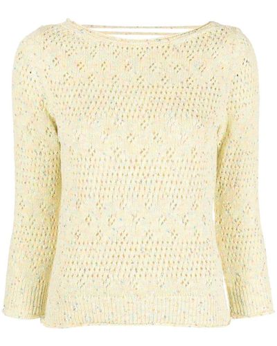 Bimba Y Lola Crochet Open-back Knitted Sweater - Yellow