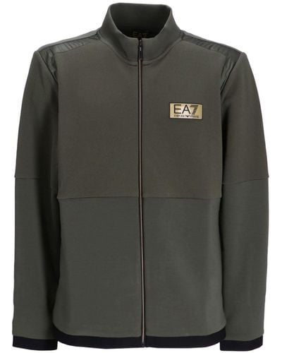 EA7 Logo-appliqué Panelled Jacket - Black