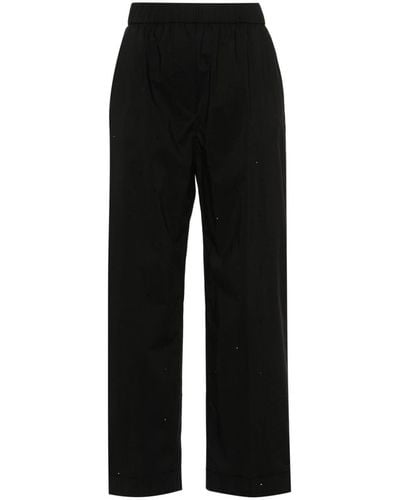 Peserico Rhinestone-embellished Tapered Trousers - Black