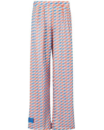Jimmy Choo Laren Geometric-print Cotton Trousers - Red