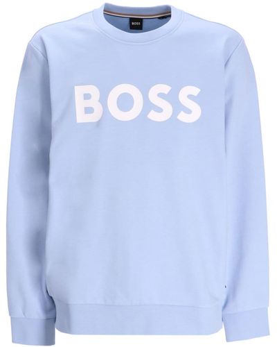 BOSS Logo-print Cotton Sweatshirt - Blue