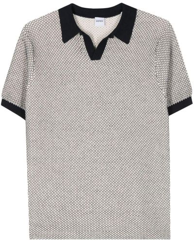 Aspesi Honeycomb-knit Polo Shirt - Gray