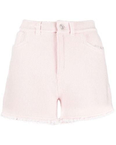 Barrie Frayed-hem Knitted Shorts - Pink