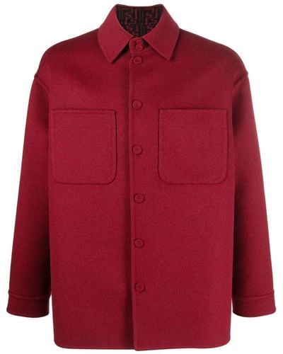 Fendi Giacca-camicia con bottoni - Rosso