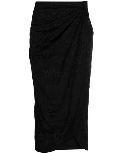 Zadig & Voltaire Jamelia Jacquard Draped Silk Skirt - Black